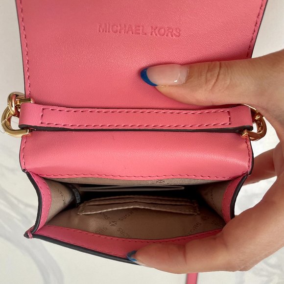 NWT Michael Kors Carmen Small NS Logo Smartphone Crossbody Tea Rose - Picture 4 of 7
